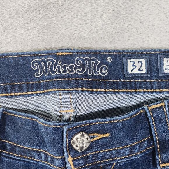 Miss Me Jeans Ankle Skinny Southwest Embroidered Stretch Medium Wash Womens 32 - Picture 7 of 14